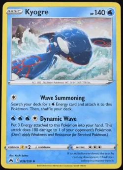 Pokemon TCG Kyogre 036/159 2023 Crown Zenith Cosmos Holo Rare Card - NM - Image 1