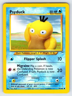 Psyduck 79/105 2002 Neo Destiny Pokemon Card TCG Yuka Morii Art Common - Lp - Image 1