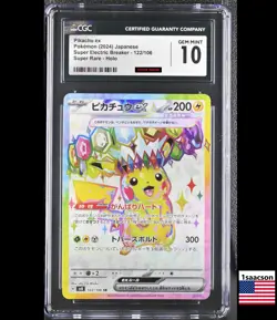 CGC 10 Pikachu ex SR sv8 122 Super Elecric Breaker Japanese Pokemon Card psa - Image 1