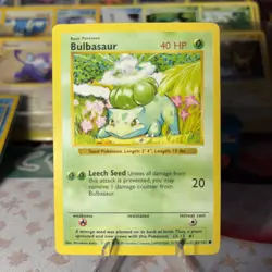 Pokemon Shadowless Bulbasaur 44/102 Base Set TCG Vintage 1999 Card Grass NM-LP+ - Image 1