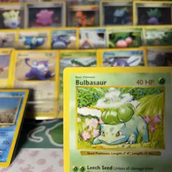 Pokemon Shadowless Bulbasaur 44/102 Base Set TCG Vintage 1999 Card Grass NM-LP+ - Image 2