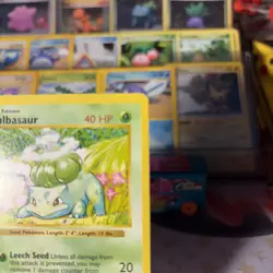Pokemon Shadowless Bulbasaur 44/102 Base Set TCG Vintage 1999 Card Grass NM-LP+ - Image 3