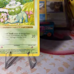 Pokemon Shadowless Bulbasaur 44/102 Base Set TCG Vintage 1999 Card Grass NM-LP+ - Image 4