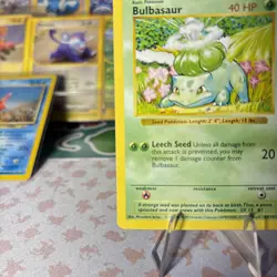 Pokemon Shadowless Bulbasaur 44/102 Base Set TCG Vintage 1999 Card Grass NM-LP+ - Image 5
