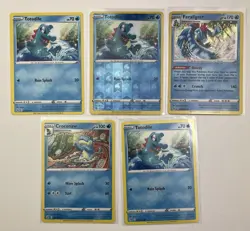 5 Lot Of Feraligatr Croconaw Tododile Pokemon TCG Reverse Holo Common - Image 1