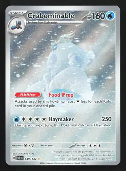 Pokemon Crabominable 149/142 Stellar Crown Illustration Rare Full Art Holo LP - Image 1