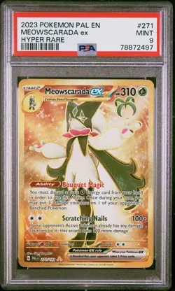 2023 Pokemon S & V PAL Paldea Evolved 271 Meowscarada ex Hyper Rare Gold PSA 9 - Image 1