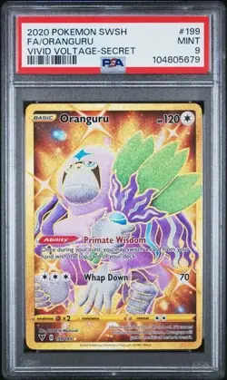 ORANGURU #199 PSA 9 • 2020 Pokemon SWSH Vivid Voltage Gold Full Art SECRET - Image 1