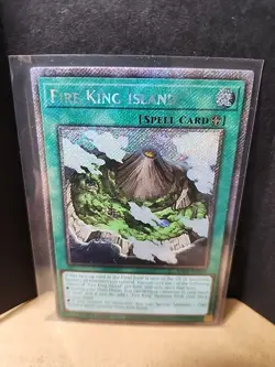 Fire King Island Platinum Secret Rare Card RA03-EN059 Quarter Century Bonanza - Image 1