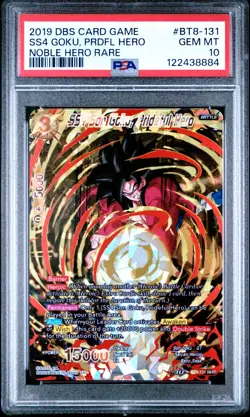 2019 DRAGON BALL SUPER CARD GAME #BT8-131 SS4 SON GOKU PRIDEFUL HERO PSA 10 - Image 1