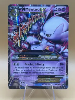 Pokemon M Mega Mewtwo EX Ultra Rare Holo TCG Card 64/162 XY Breakthrough NM - Image 1