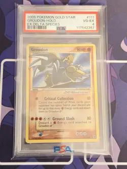 2005 POKEMON EX DELTA SPECIES GOLD STAR #111 GROUDON-HOLO PSA 4 Swirl - Image 1
