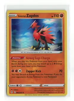 GALARIAN ZAPDOS 082/203 EVOLVING SKIES HOLO RARE POKEMON TCG NM-LP - Image 1