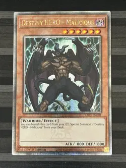 Yugioh | Destiny Hero - Malicious | RA03 | Quarter Century Rare | 1st | NM - Image 1