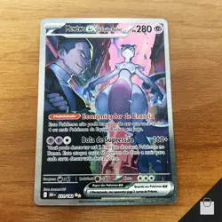 Team Rocket's Mewtwo EX 231/182 Destined Rivals Rare Brazilian Pokemon Card NM - Image 1