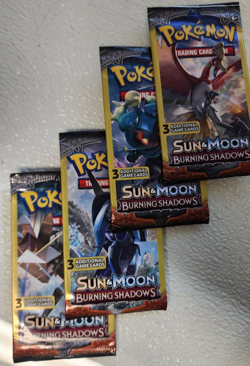 POKEMON SUN & MOON BURNING SHADOWS 3 CARD BOOSTER PACK ART SET (4) NEW PACKS - Image 2