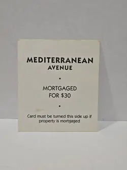 1996 Monopoly Mediterranean Ave. Replacement Deed Card - Image 2