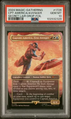 2024 MTG SECRET LAIR DROP FOIL #1726 CAPTAIN AMERICA, FIRST AVENGER PSA 10 - Image 1