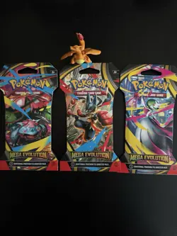 Pokemon TCG Mega Evolution Sleeved Booster Packs. Factory Sealed New. x3 Packs - Image 1