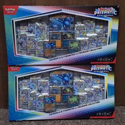 X 2 Pokemon Prismatic Evolutions Lucario EX and Tyranitar EX Premium Collection - Image 1