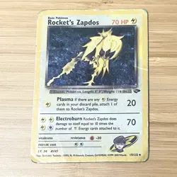 Pokemon TCG Rocket's Zapdos Holo Unlimited Gym Challenge WOTC 15/132 HP - Image 1