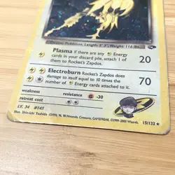 Pokemon TCG Rocket's Zapdos Holo Unlimited Gym Challenge WOTC 15/132 HP - Image 3