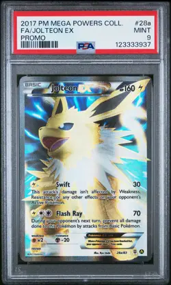 2017 POKEMON MEGA POWERS COLL PROMO #28A FULL ART/JOLTEON EX PSA 9 - Image 1