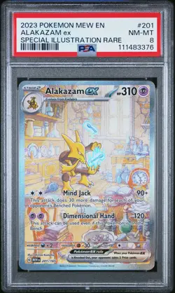 2023 POKEMON MEW EN-151 SPECIAL ILLUSTRATION RARE #201 ALAKAZAM EX PSA 8 - Image 1