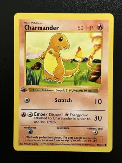CHARMANDER Pokemon Card - WOTC 1st Edition Base Set Shadowless 46/102 NM (A) - Image 1