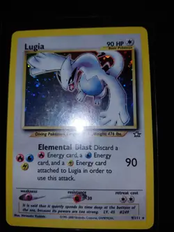 Pokemon TCG Lugia Neo Genesis Holo Rare Card 9/111 Unlimited Edition Vintage - Image 1