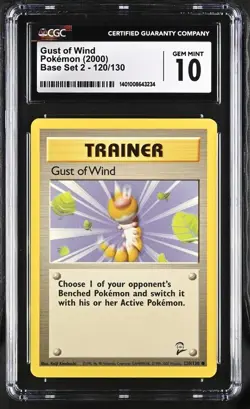CGC 10 GEM MINT Gust of Wind 120/130 Base Set 2 2000 Pokemon Card - Image 1