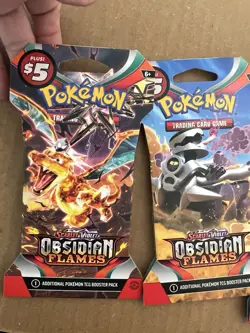 Pokemon Scarlet & Violet Obsidian Flames Sleeved Booster 4 Packs Cards Tcg - Image 3