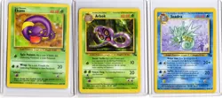 Lot of 3 1999 Pokemon Fossil Common Non-Holo Cards WOTC Ekans Arbok Seadra - Image 1