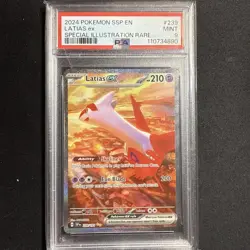 2024 POKEMON SSP EN-SURGING SPARKS SPECIAL ILLUSTRATION RARE LATIAS EX PSA 9 - Image 1