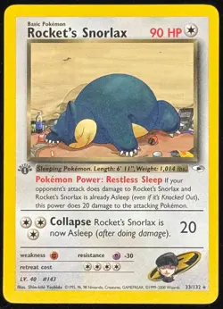 Rocket's Snorlax 33/132 RARE 1st Edition Gym Heroes Pokemon 🌟Near Mint🌟 - Image 1