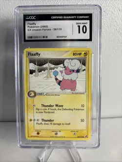 Pokemon 2005 Flaaffy 56/115 EX Unseen Forces CGC GM 10 English Non-Holo - Image 1