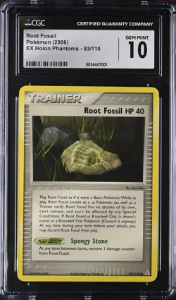 2006 Pokemon EX Holon Phantoms Root Fossil HP 40 93/110 CGC GEM Mint 10 - Image 1