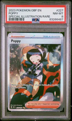 2023 POKEMON OBF EN-OBSIDIAN FLAMES SPECIAL ILLUSTRATION RARE #227 POPPY PSA 8 - Image 1