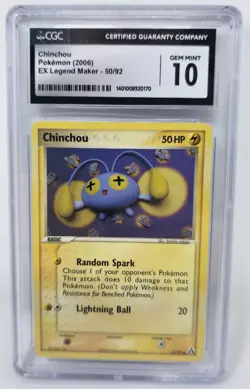 2006 POKEMON EX LEGEND MAKER #50/92 CHINCHOU CGC 10 - Image 1