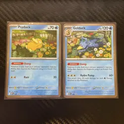 Pokemon TCG Mega Evolutions Psyduck 007 Golduck 008 Black Star Promo Holo - Image 1