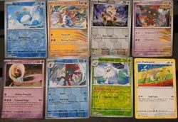 Pokemon Card Lot Of 8. Farfetch'd, Meowth Rev Holo, Cresslia Holo, Slither Wing - Image 1