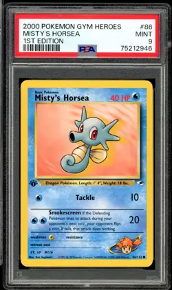 2000 Pokemon Gym Heroes #86 Misty's Horsea 1st Edition PSA 9 Mint - Image 1