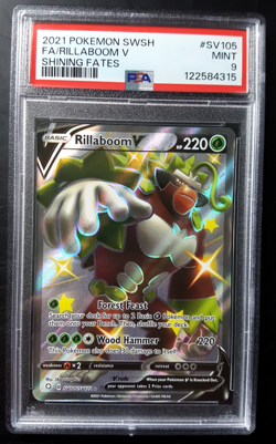 2021 POKEMON SWSH SHINING FATES SHINY VAULT #SV105 FA RILLABOOM V PSA 9 MINT - Image 1