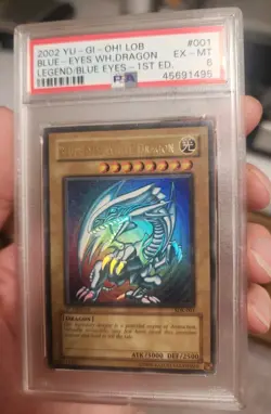 2002 Yugioh LOB #001 Blue Eyes White Dragon Legend Of Blue Eyes 1st Ed. PSA 6 - Image 1