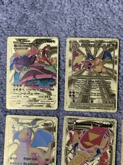 Set of 30 Pokemon Charizard,Blastoise,Dragonite&More Gold Foil Fan Art Cards LP - Image 2