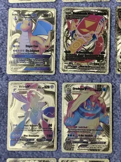 Set of 30 Pokemon Charizard,Blastoise,Dragonite&More Gold Foil Fan Art Cards LP - Image 5