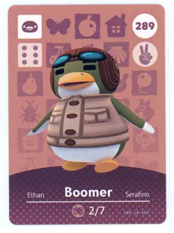 Boomer #289 - Amiibo Card - Animal Crossing Series 1 - Authentic Nintendo - Image 1