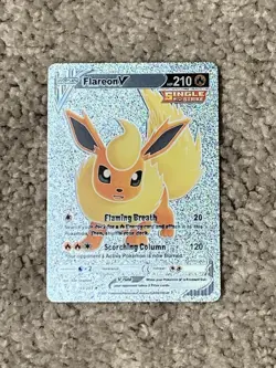 Pokemon Flareon V HP210 Flaming Breath Multi-Colored Foil Fan Art Display Card - Image 1