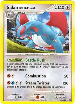 Pokemon Diamond and Pearl Stormfront Card - Salamence (R) 24/100 - Image 1