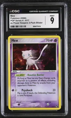 CGC 9 MINT Mew 2006 POP Series 4 4/17 Holo Pokemon Card - Image 1